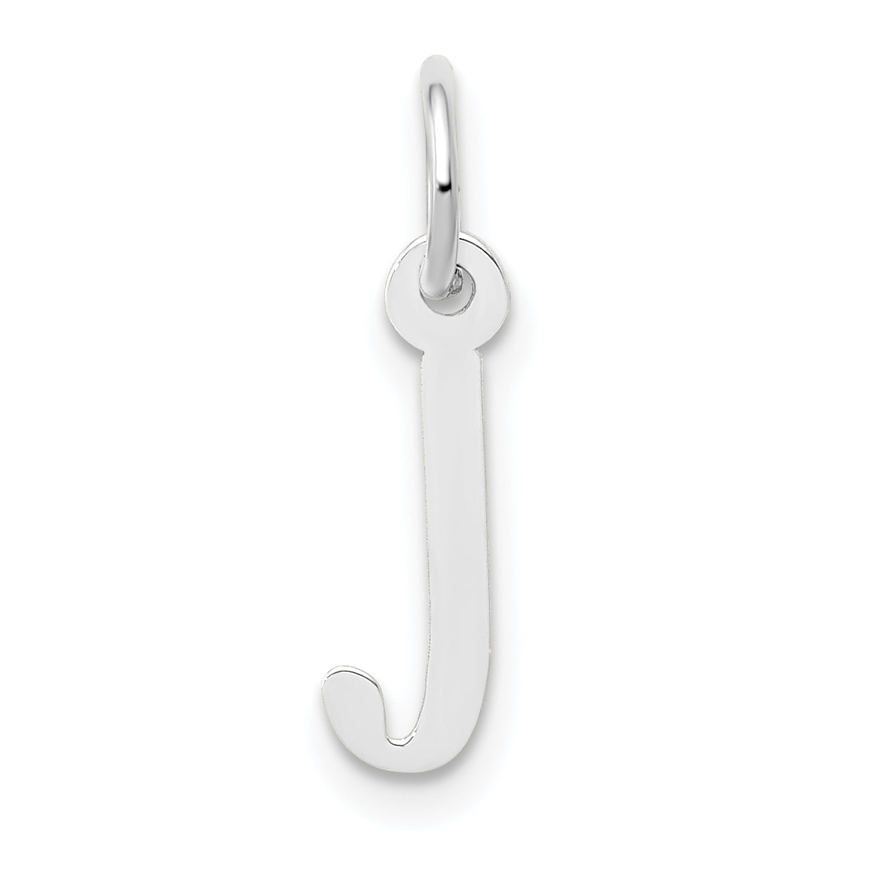10K White Gold Small Slanted Block Initial J Char