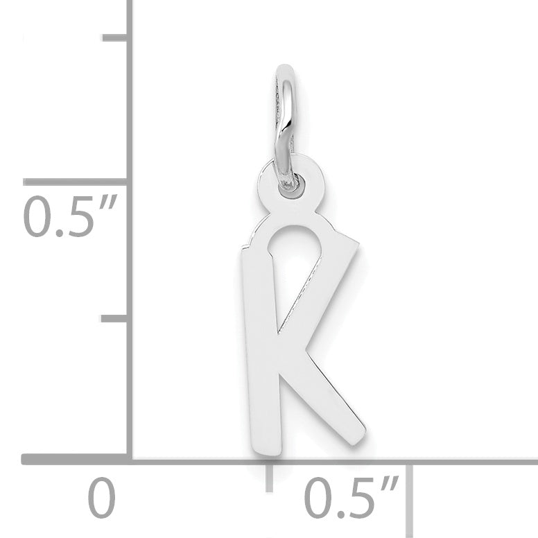 10K White Gold Small Slanted Block Initial K Char