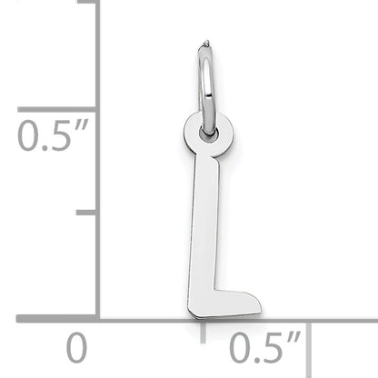 10K White Gold Small Slanted Block Initial L Char