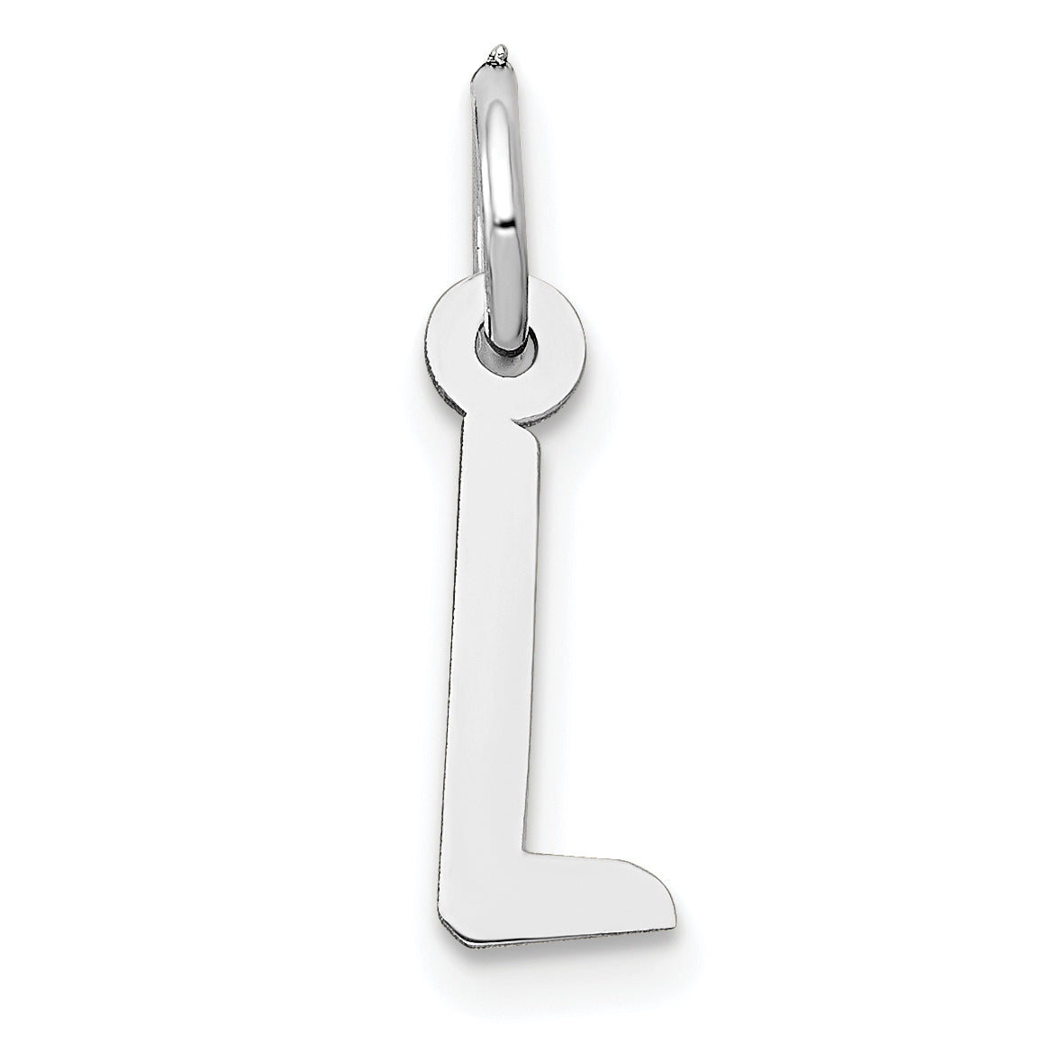 10K White Gold Small Slanted Block Initial L Char