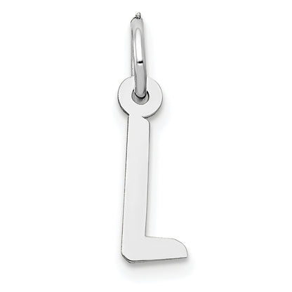 10K White Gold Small Slanted Block Initial L Char