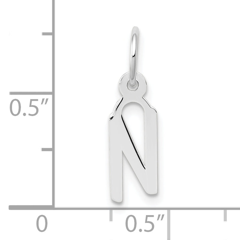 10K White Gold Small Slanted Block Initial N Char