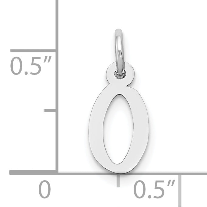 10K White Gold Small Slanted Block Initial O Char