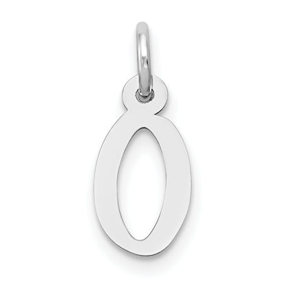 10K White Gold Small Slanted Block Initial O Char