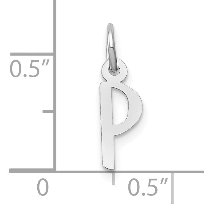10K White Gold Small Slanted Block Initial P Char