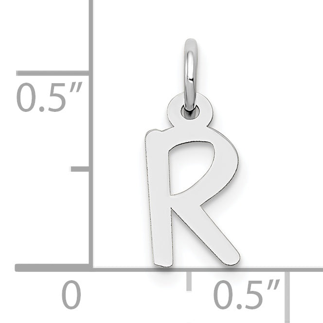 10K White Gold Small Slanted Block Initial R Char