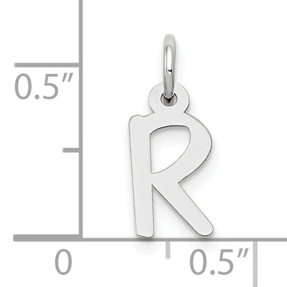 10K White Gold Small Slanted Block Initial R Char