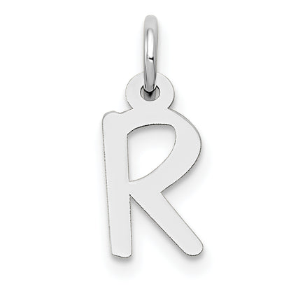 10K White Gold Small Slanted Block Initial R Char
