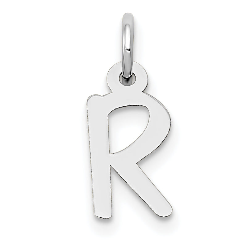 10K White Gold Small Slanted Block Initial R Char
