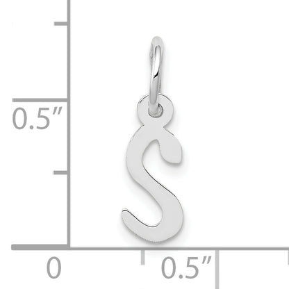 10K White Gold Small Slanted Block Initial S Char