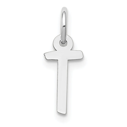 10K White Gold Small Slanted Block Initial T Char
