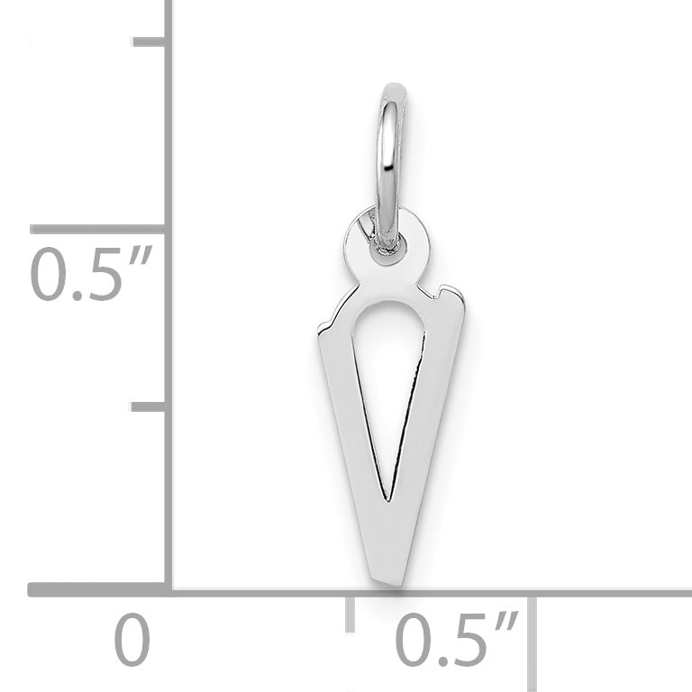 10K White Gold Small Slanted Block Initial V Char
