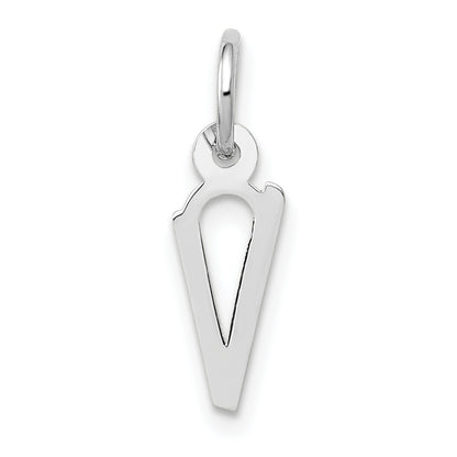 10K White Gold Small Slanted Block Initial V Char