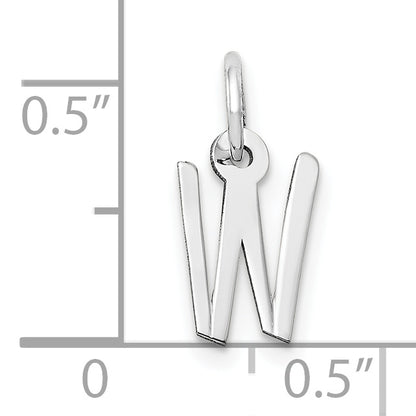 10K White Gold Small Slanted Block Initial W Char
