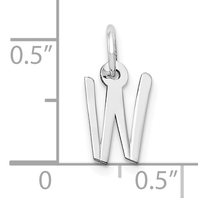 10K White Gold Small Slanted Block Initial W Char
