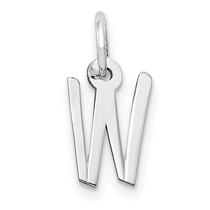 10K White Gold Small Slanted Block Initial W Char