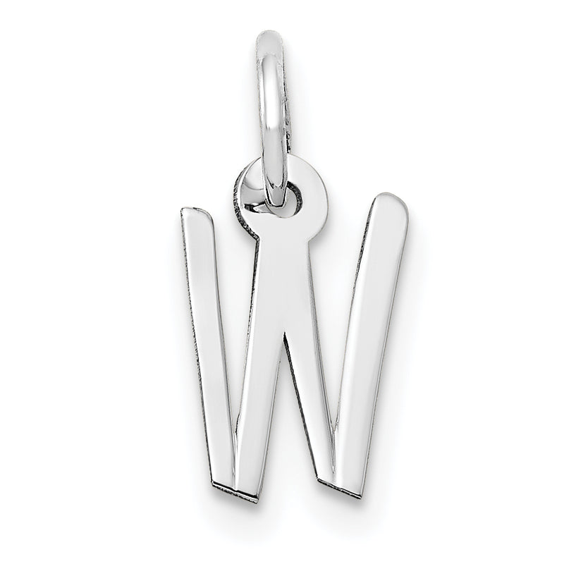 10K White Gold Small Slanted Block Initial W Char