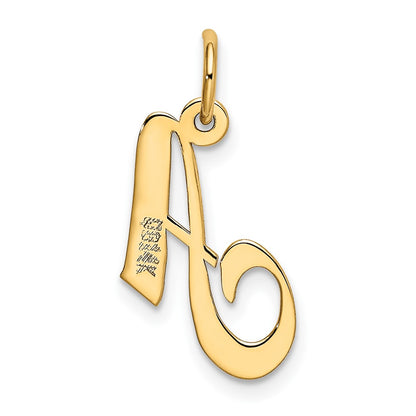 10K Yellow Gold 10K Small Fancy Script Initial A Charm
