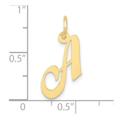 10K Yellow Gold 10K Small Fancy Script Initial A Charm
