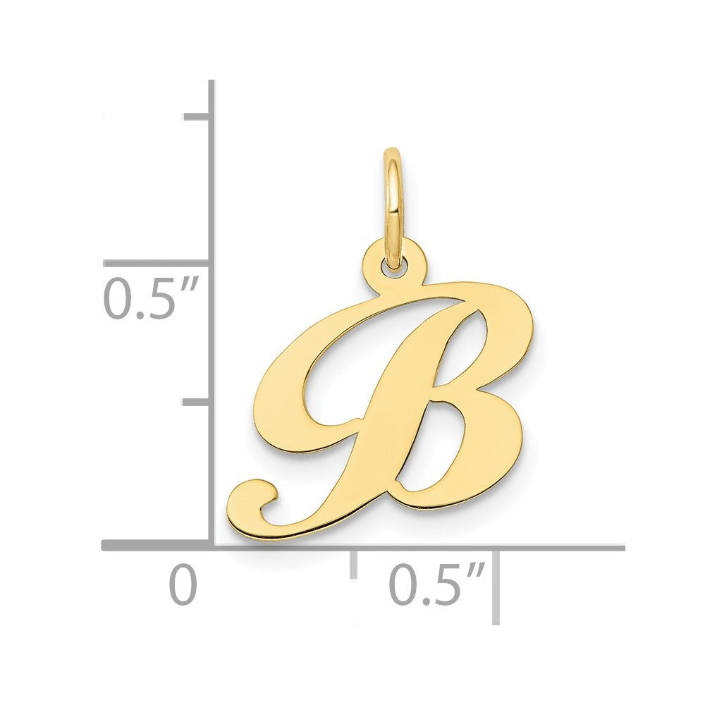 10K Yellow Gold 10K Small Fancy Script Initial B Charm