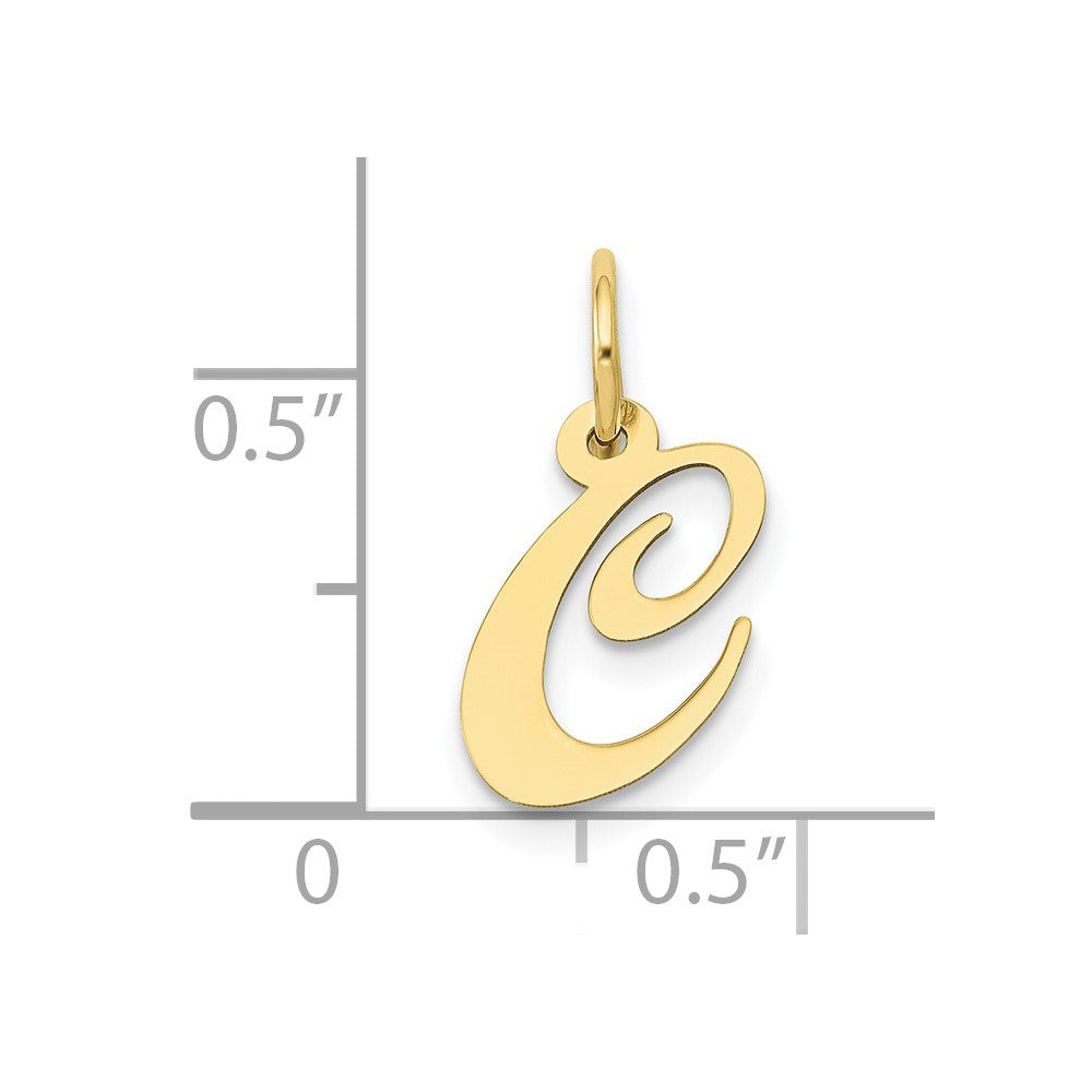 10K Yellow Gold 10K Small Fancy Script Initial C Charm