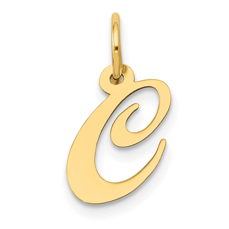 10K Yellow Gold 10K Small Fancy Script Initial C Charm