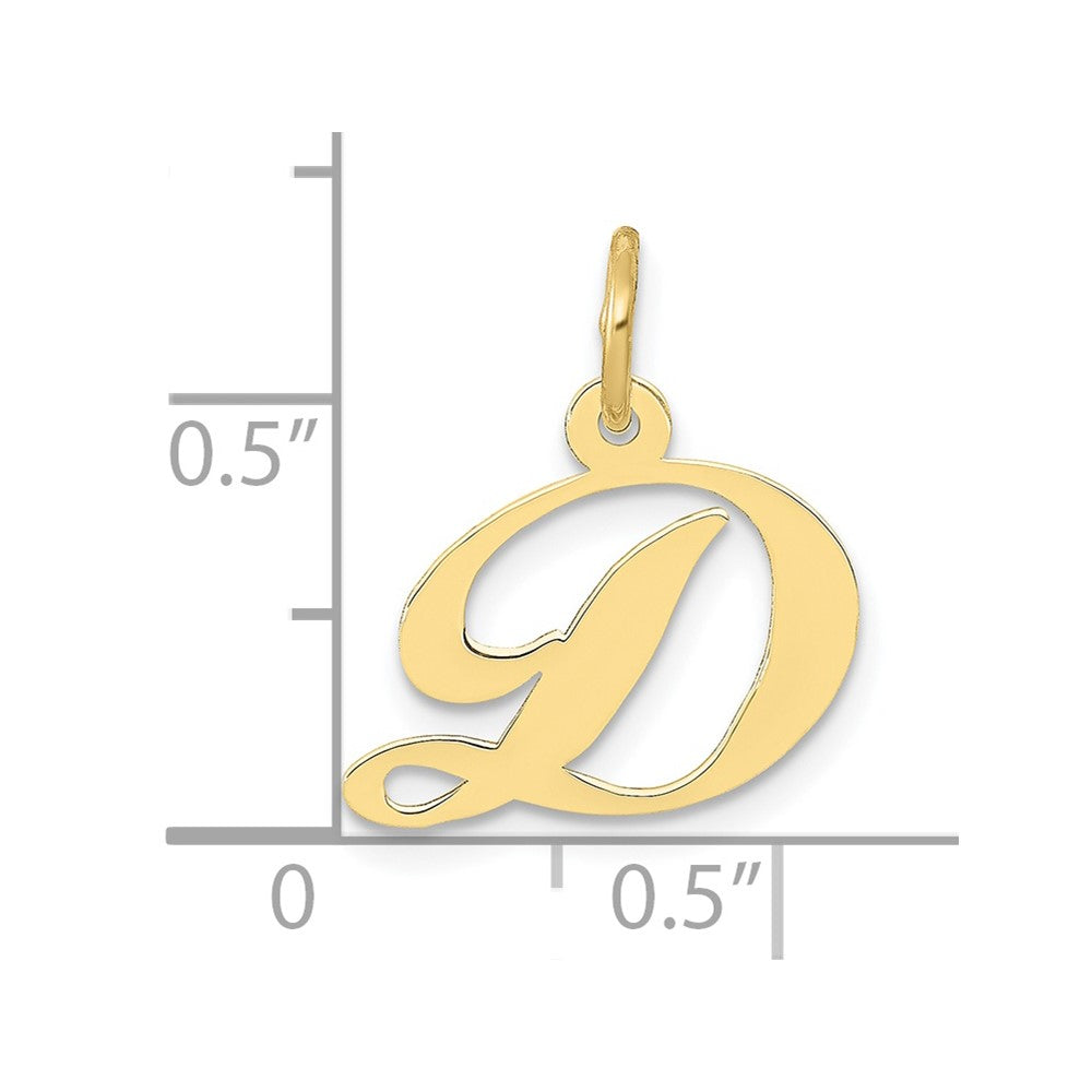 10K Yellow Gold 10K Small Fancy Script Initial D Charm
