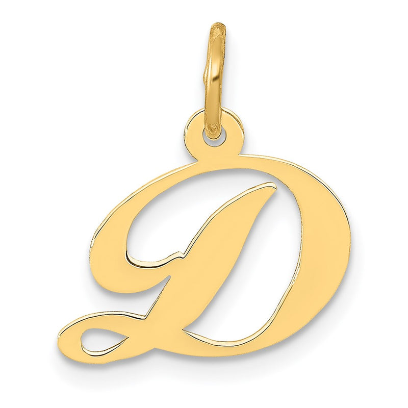 10K Yellow Gold 10K Small Fancy Script Initial D Charm