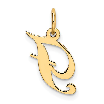 10K Yellow Gold 10K Small Fancy Script Initial F Charm