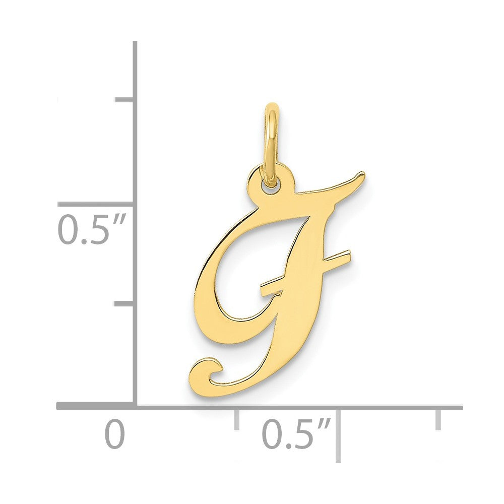 10K Yellow Gold 10K Small Fancy Script Initial F Charm