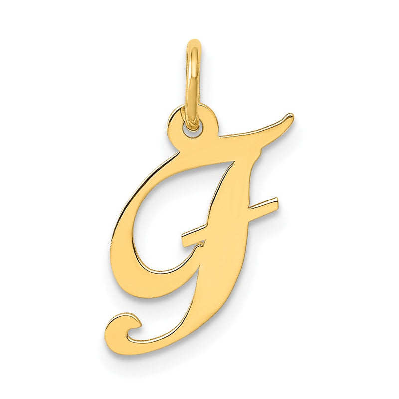 10K Yellow Gold 10K Small Fancy Script Initial F Charm