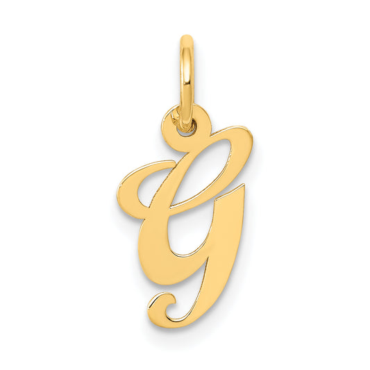 10K Yellow Gold 10K Small Fancy Script Initial G Charm