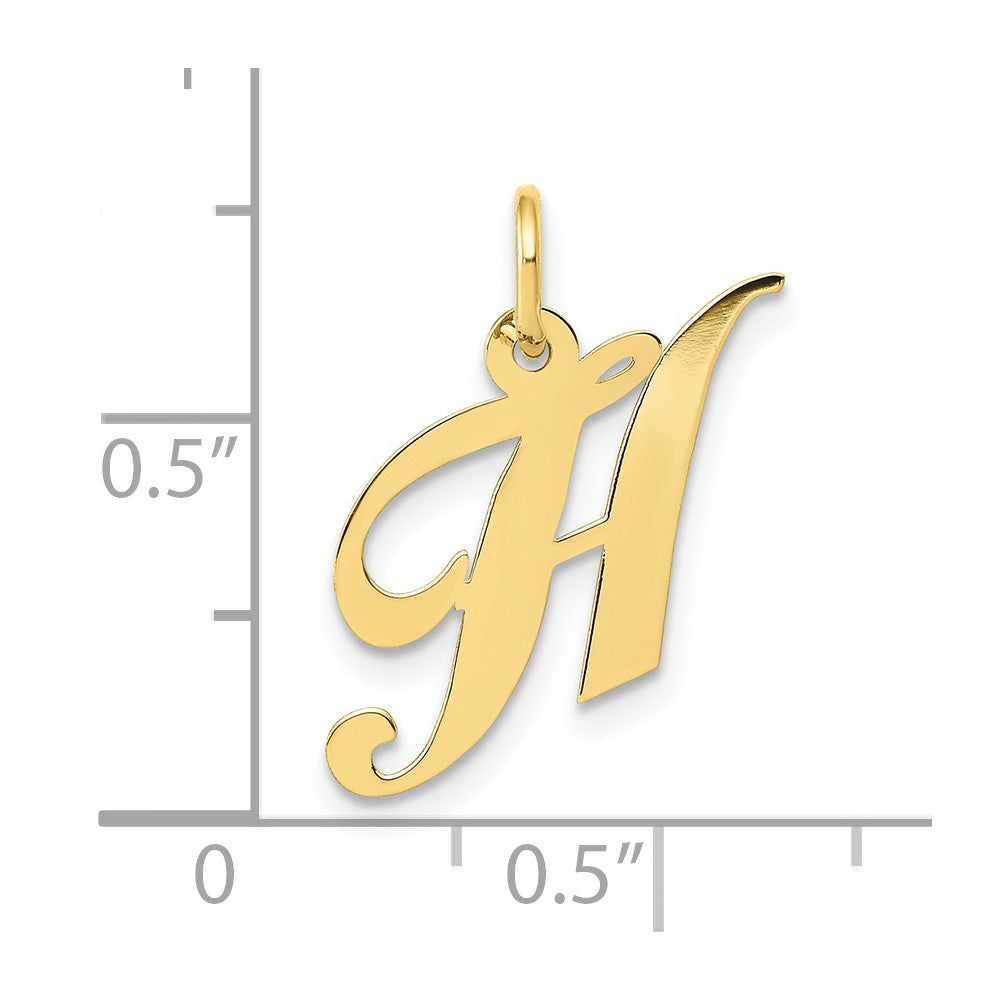 10K Yellow Gold 10K Small Fancy Script Initial H Charm