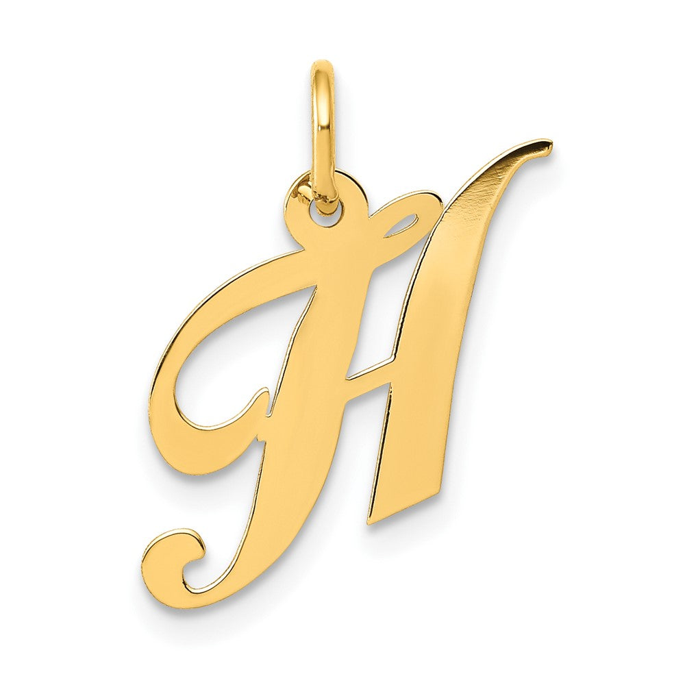 10K Yellow Gold 10K Small Fancy Script Initial H Charm