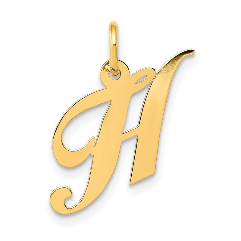 10K Yellow Gold 10K Small Fancy Script Initial H Charm
