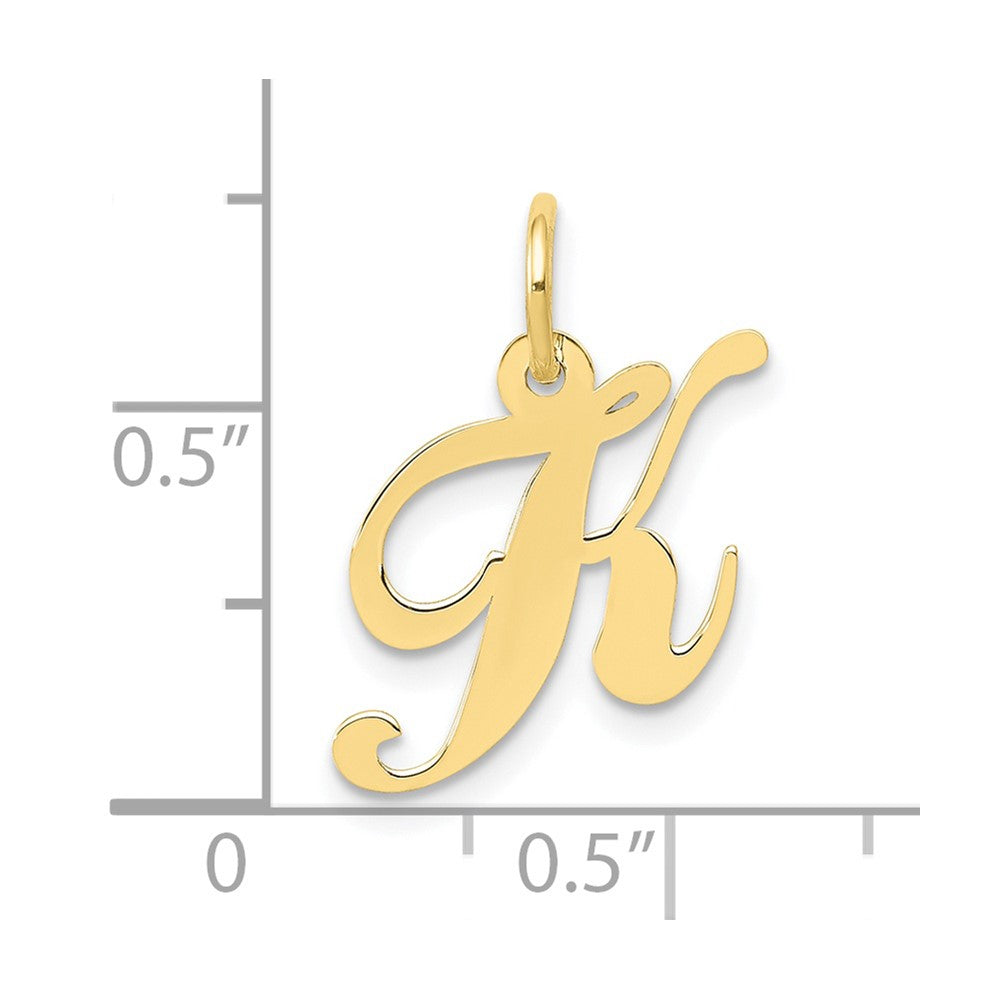 10K Yellow Gold 10K Small Fancy Script Initial K Charm