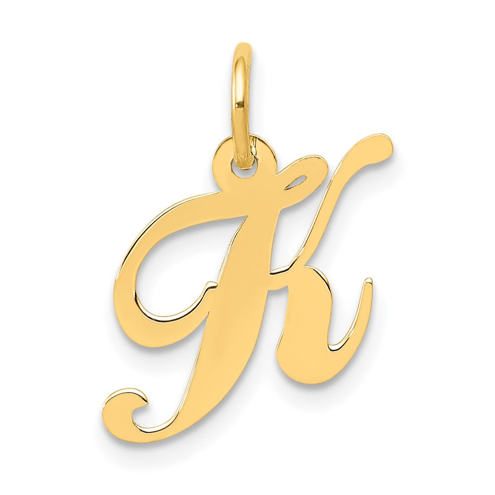 10K Yellow Gold 10K Small Fancy Script Initial K Charm