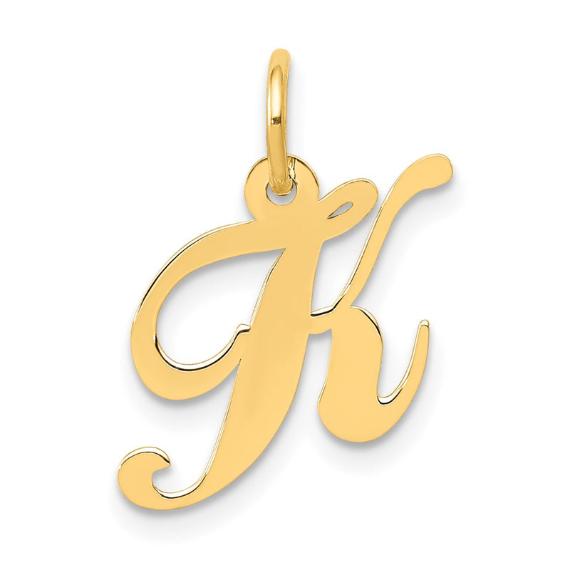 10K Yellow Gold 10K Small Fancy Script Initial K Charm