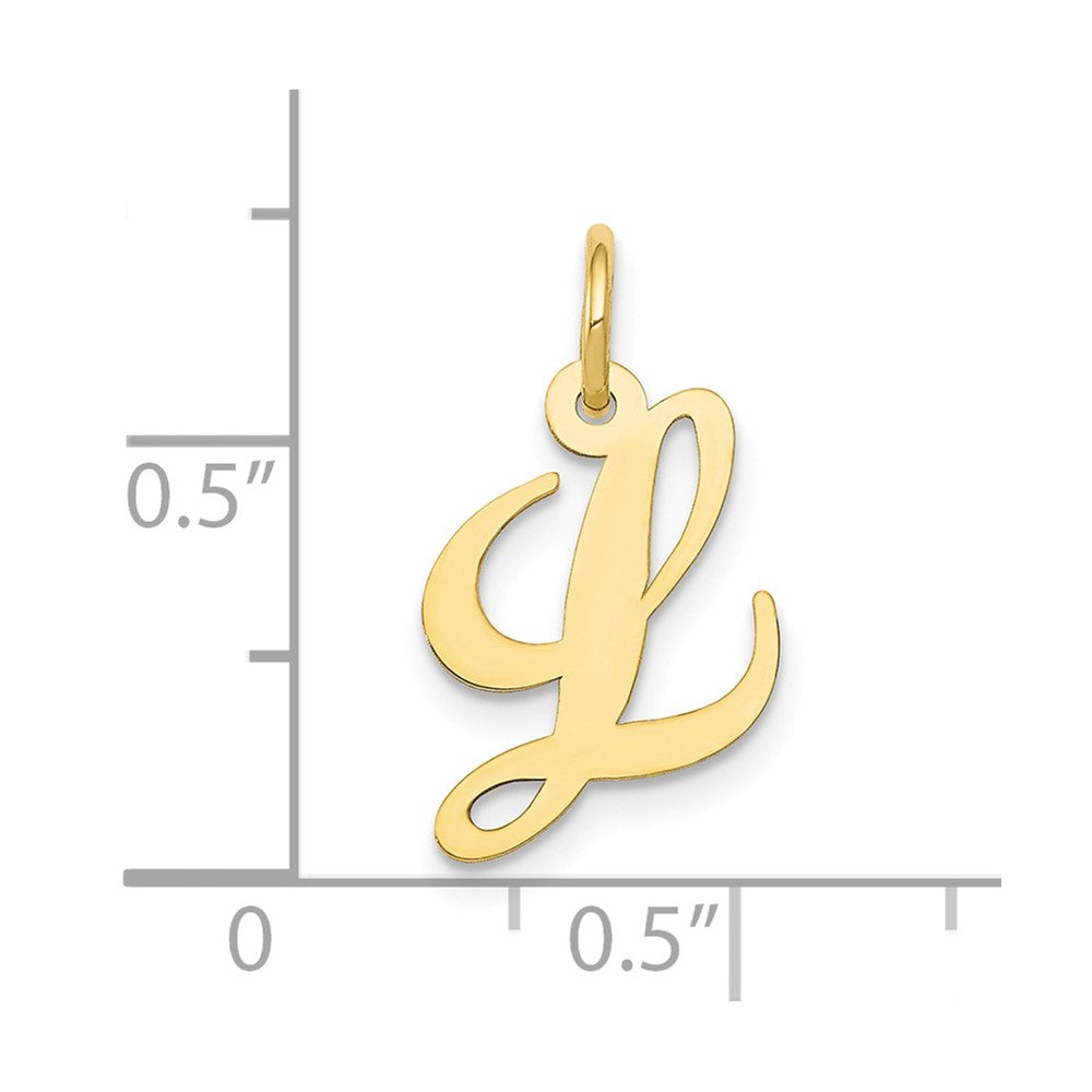 10K Yellow Gold 10K Small Fancy Script Initial L Charm