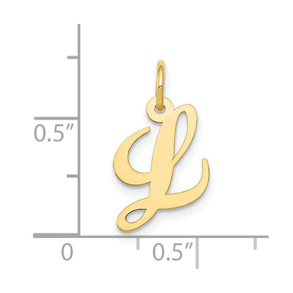 10K Yellow Gold 10K Small Fancy Script Initial L Charm