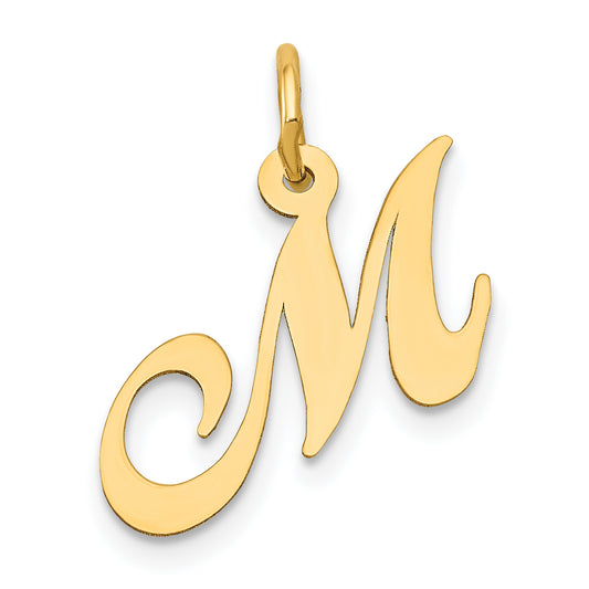 10K Yellow Gold 10K Small Fancy Script Initial M Charm