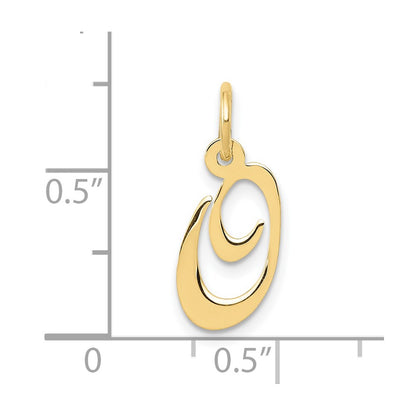 10K Yellow Gold 10K Small Fancy Script Initial O Charm