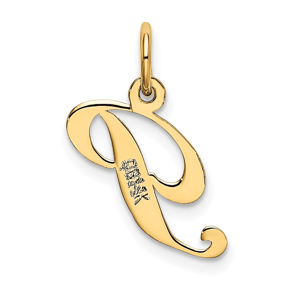 10K Yellow Gold 10K Small Fancy Script Initial P Charm