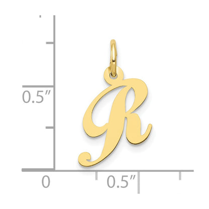 10K Yellow Gold 10K Small Fancy Script Initial R Charm