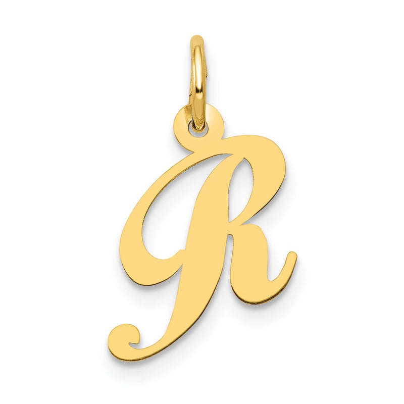 10K Yellow Gold 10K Small Fancy Script Initial R Charm