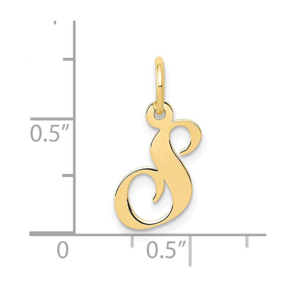 10K Yellow Gold 10K Small Fancy Script Initial S Charm