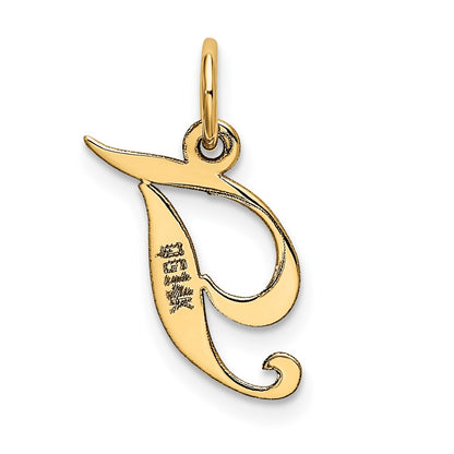 10K Yellow Gold 10K Small Fancy Script Initial T Charm