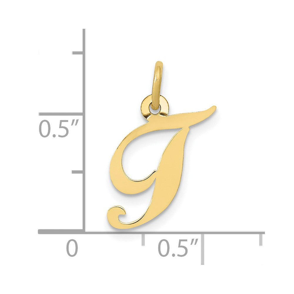 10K Yellow Gold 10K Small Fancy Script Initial T Charm