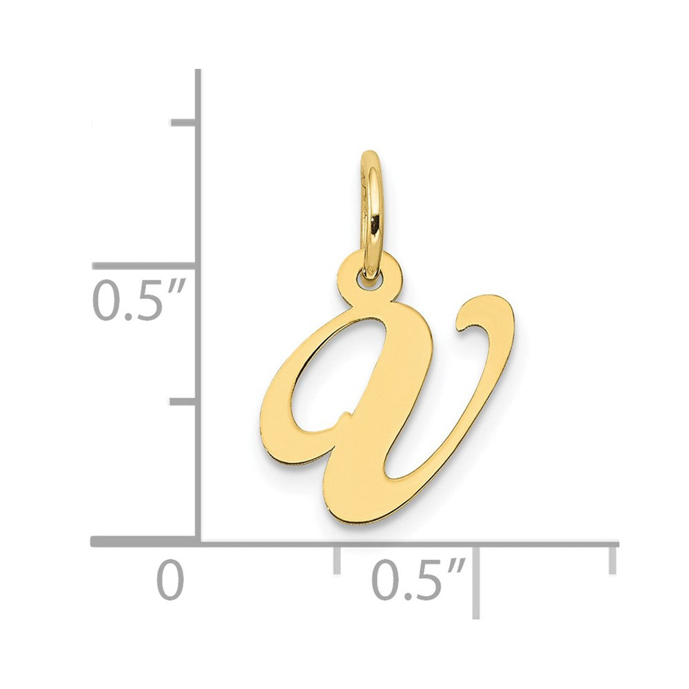 10K Yellow Gold 10K Small Fancy Script Initial V Charm