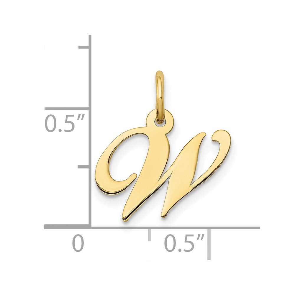 10K Yellow Gold 10K Small Fancy Script Initial W Charm